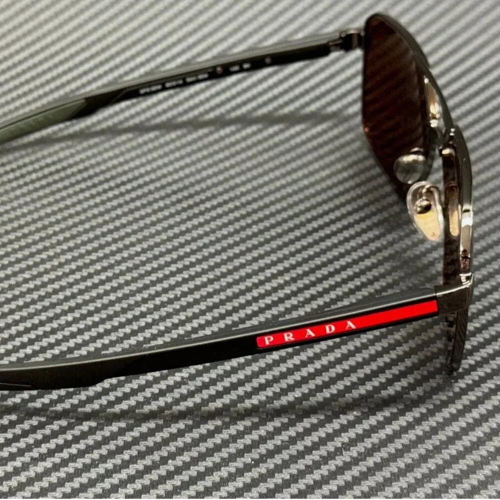 Prada Mens Brown Gunmetal 60mm Sunglasses